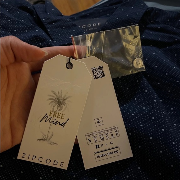 Zip code button down shirt- mens - Picture 4 of 4
